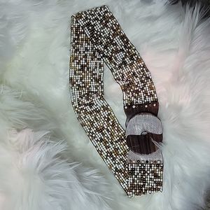 Wood and seed beed belt vintage boho